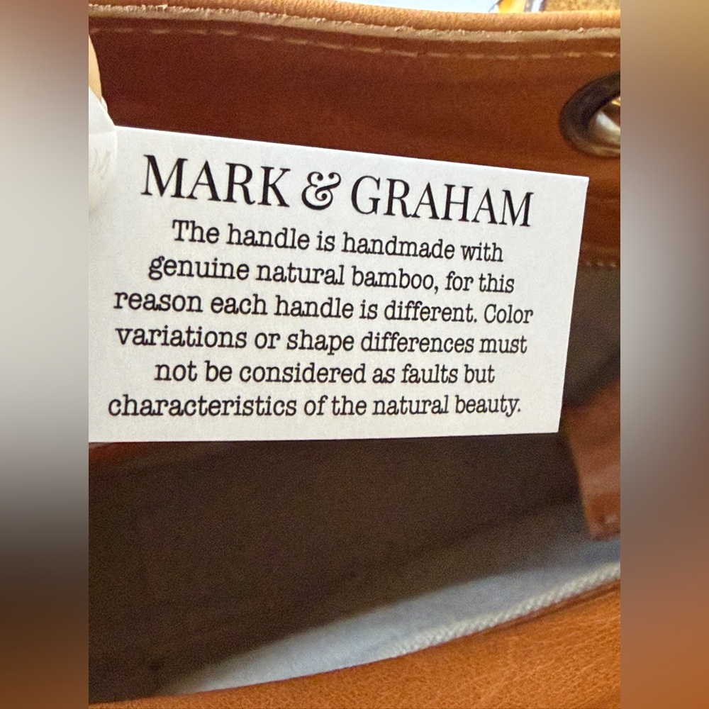 Mark & Graham Tan Leather Mini Tote with Bamboo Handles - Picture 5 of 12